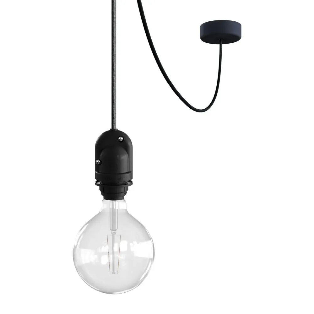 Modulair Lâmpada de exterior para abajur com 5 m de cabo têxtil, descentralizador, base de teto e casquilho IP65 - Grafite