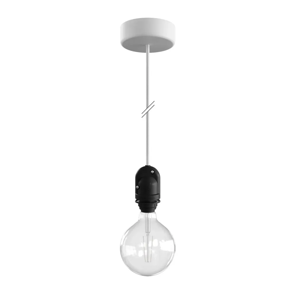 Modulair Lâmpada para abajur de exterior com 1,5 m cabo têxtil, base de teto e casquilho IP65 à prova de água - Branco