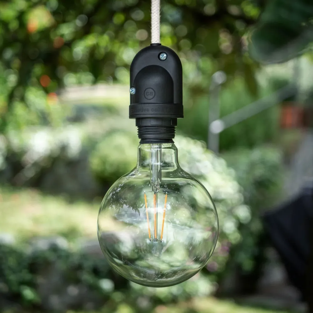 Modulair Lâmpada para abajur de exterior com 1,5 m cabo têxtil, base de teto e casquilho IP65 à prova de água - Branco
