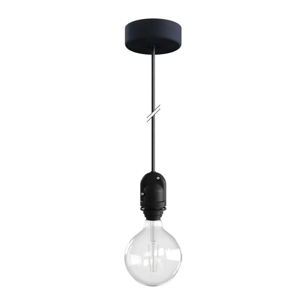 Modulair Lâmpada para abajur de exterior com 1,5 m de cabo têxtil, base de teto e casquilho IP65 à prova de água - Grafite