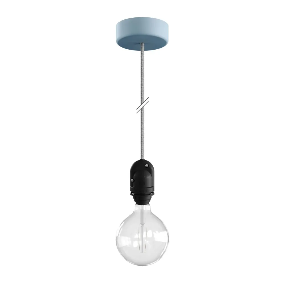 Modulair Lâmpada para abajur de exterior com 1,5 m cabo têxtil, base de teto e casquilho IP65 à prova de água - Azul papel...