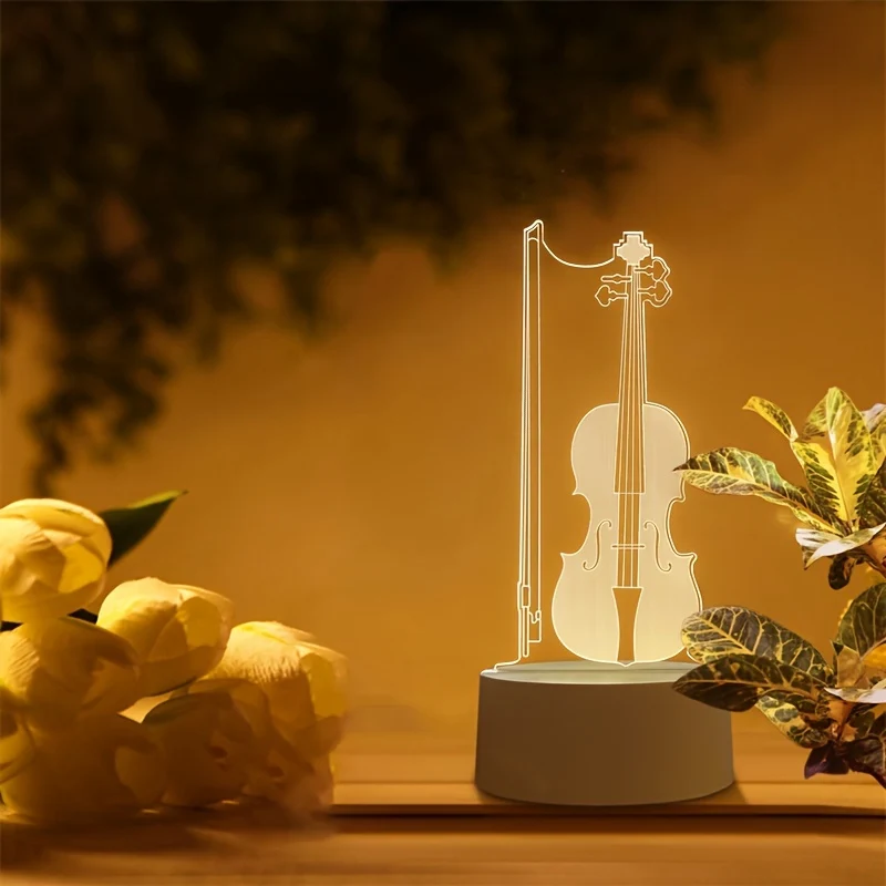 MuziekLicht - Lâmpada Noturna LED com Ilusão 3D de Violoncelo