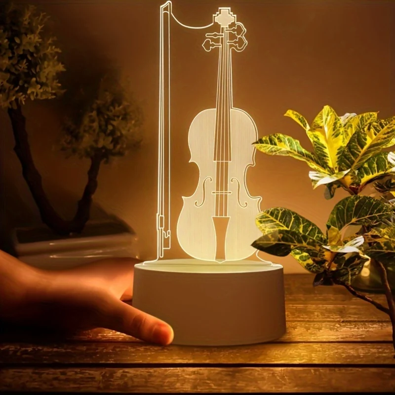 MuziekLicht - Lâmpada Noturna LED com Ilusão 3D de Violoncelo