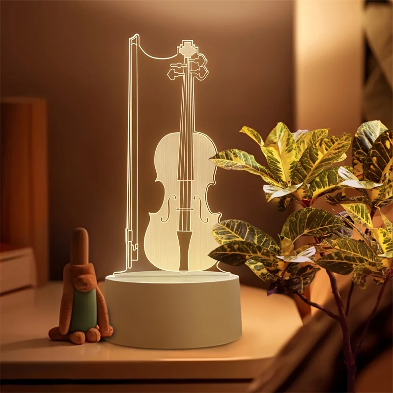 MuziekLicht - Lâmpada Noturna LED com Ilusão 3D de Violoncelo