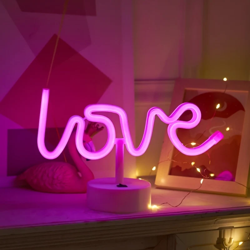 NeonLiefde - Candeeiro de Mesa de Néon LED para Quarto e Decoração de Festas