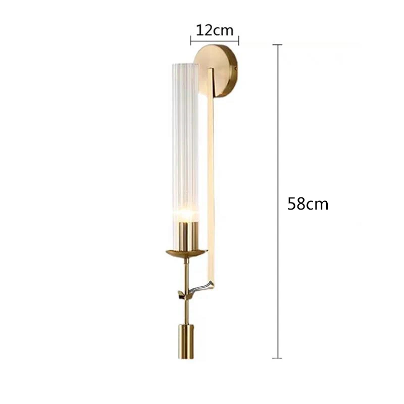 NordicRetro - Candeeiro de Parede Dourado com Tubo de Vidro