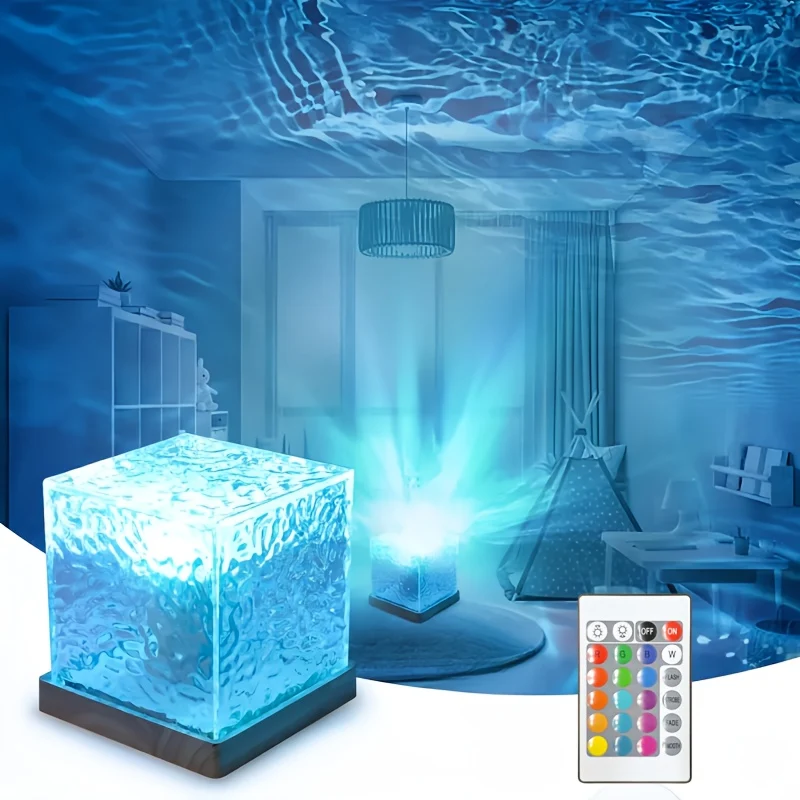 OceanWave - Candeeiro Noturno LED de 16 Cores com Efeito de Ondas