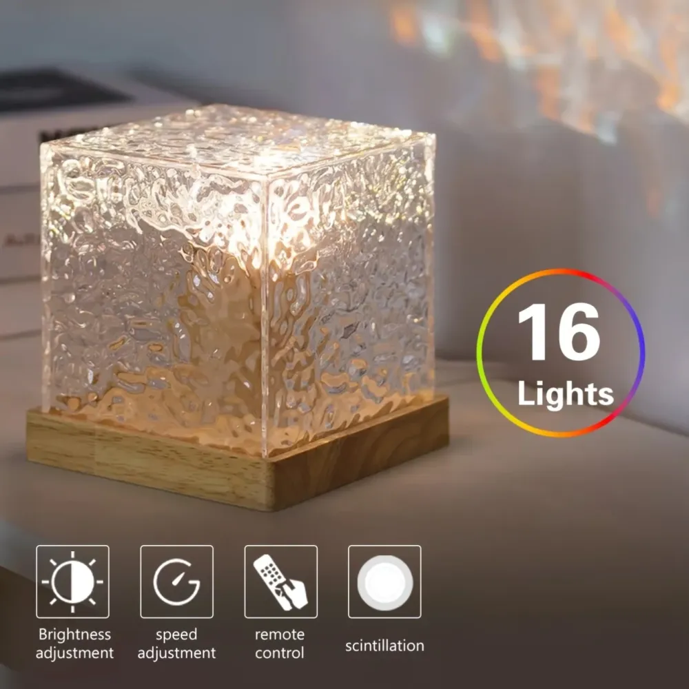 OceanWave - Candeeiro Noturno LED de 16 Cores com Efeito de Ondas
