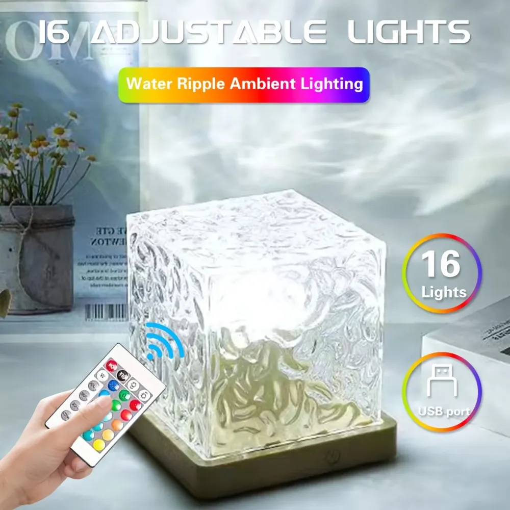 OceanWave - Candeeiro Noturno LED de 16 Cores com Efeito de Ondas