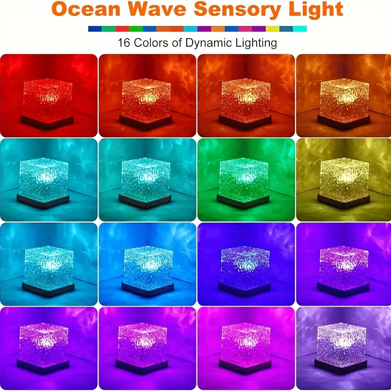 OceanWave - Candeeiro Noturno LED de 16 Cores com Efeito de Ondas
