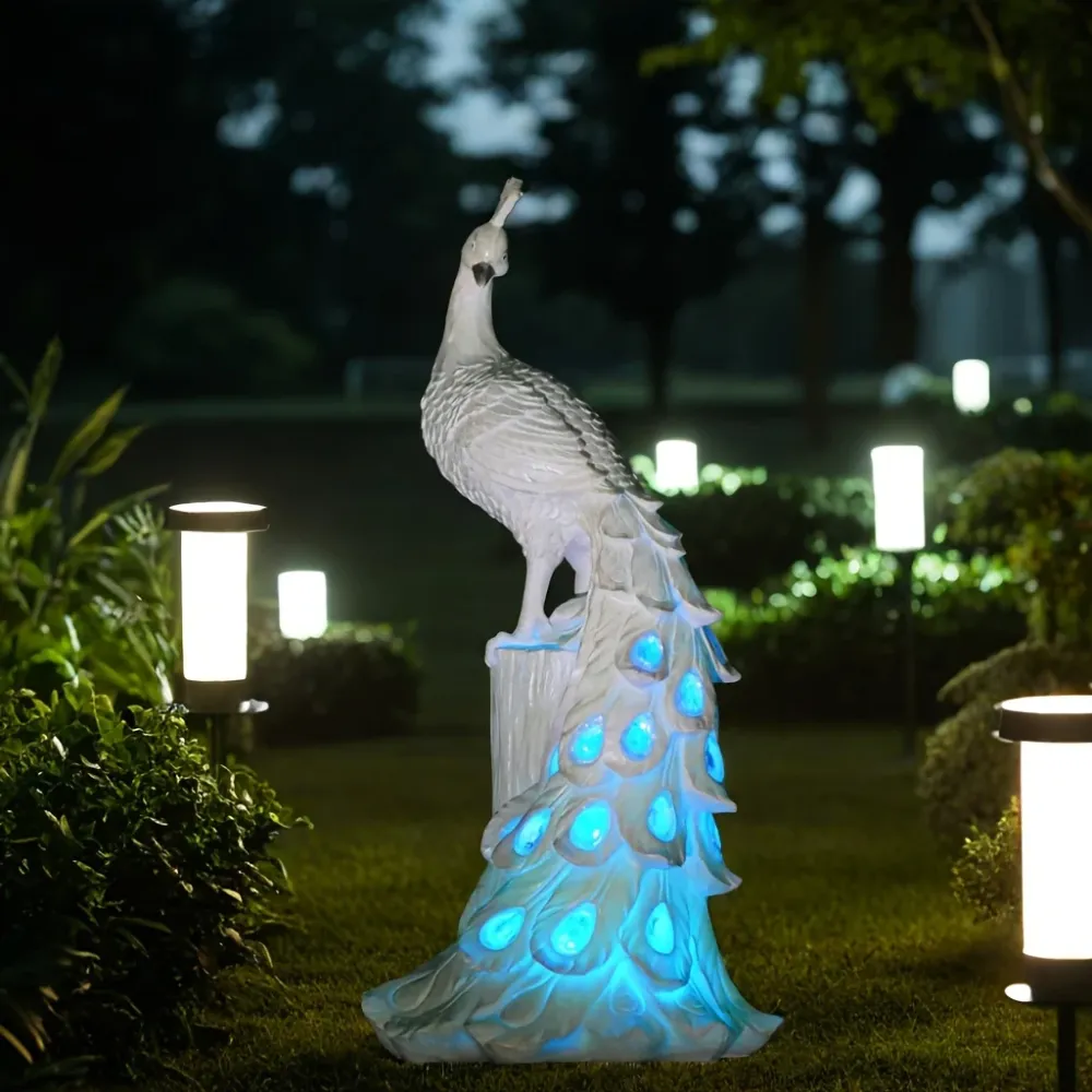 olarPeacock - Estaca de Jardim Colorida em Resina com Energia Solar, Perfeita