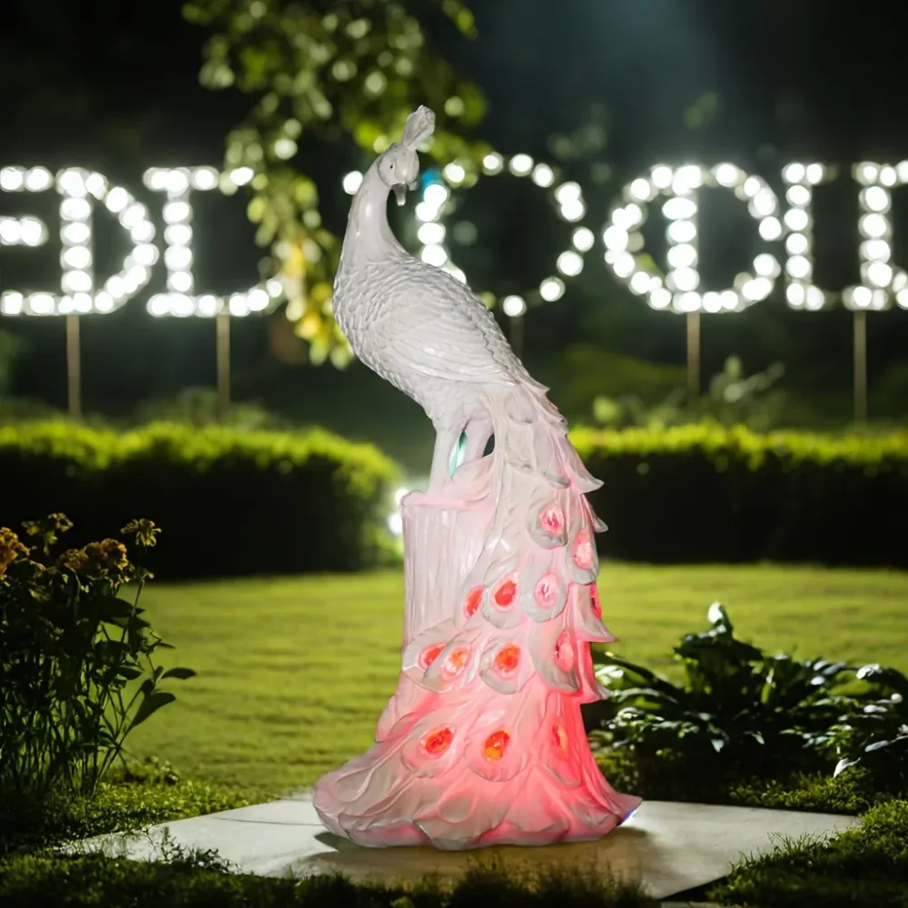 olarPeacock - Estaca de Jardim Colorida em Resina com Energia Solar, Perfeita