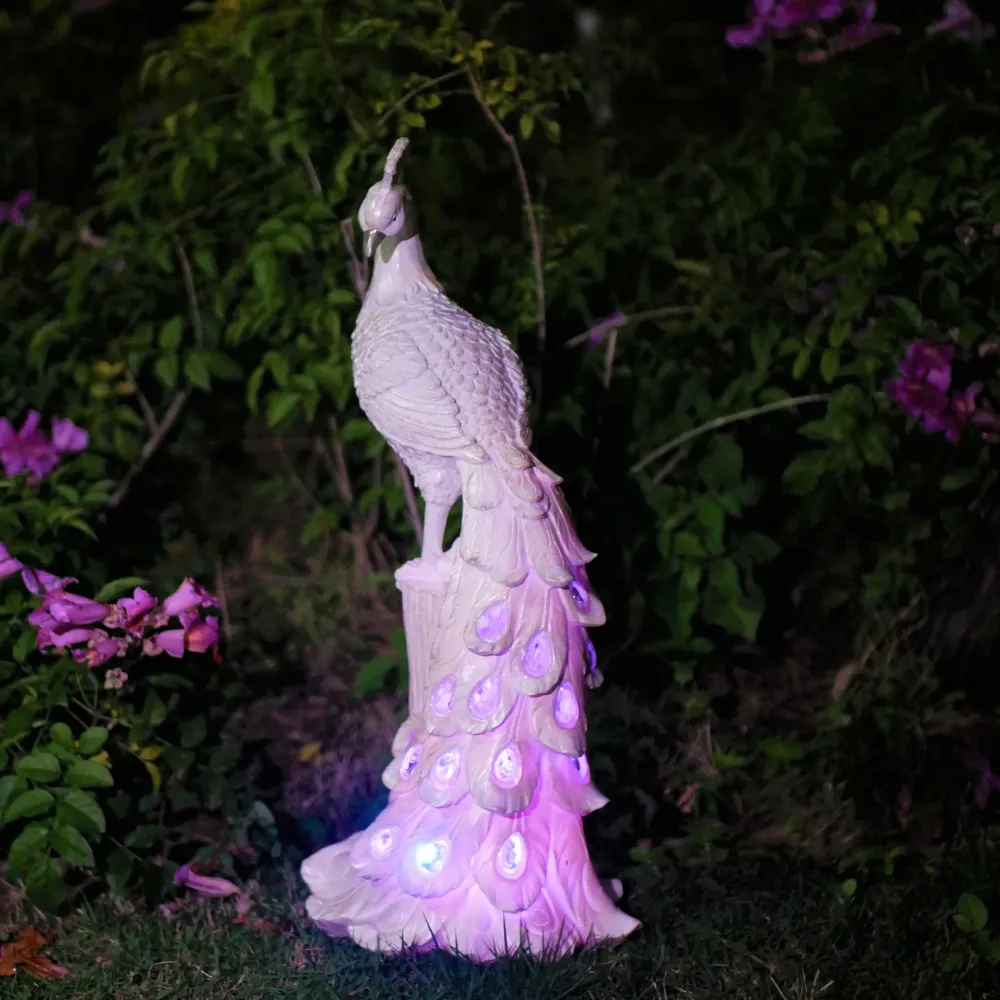 olarPeacock - Estaca de Jardim Colorida em Resina com Energia Solar, Perfeita