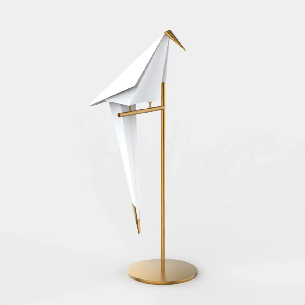 OrigamiGlow – Candeeiro de Mesa Dourado em Origami com Design de Grou e Iluminação LED