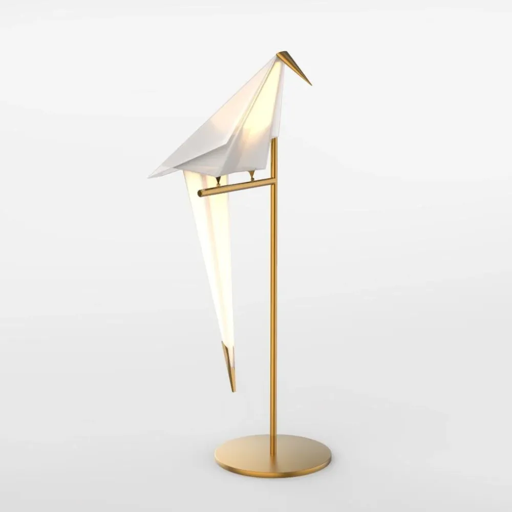 OrigamiGlow – Candeeiro de Mesa Dourado em Origami com Design de Grou e Iluminação LED