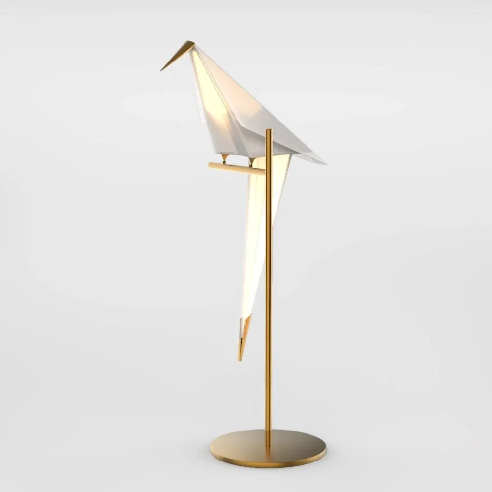 OrigamiGlow – Candeeiro de Mesa Dourado em Origami com Design de Grou e Iluminação LED