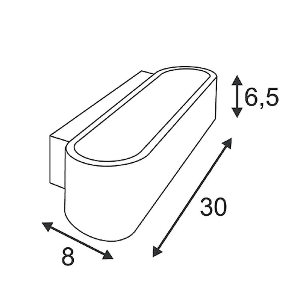 OSSA R7S 300 Lâmpada de parede Oval Schwarz-Matt
