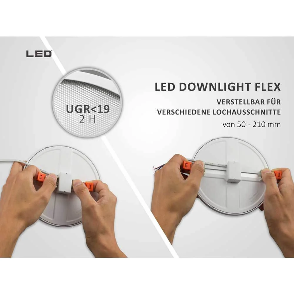 Painel de LED de instalação Ø 12cm Flex 8W decote 5-10 cm branco quente