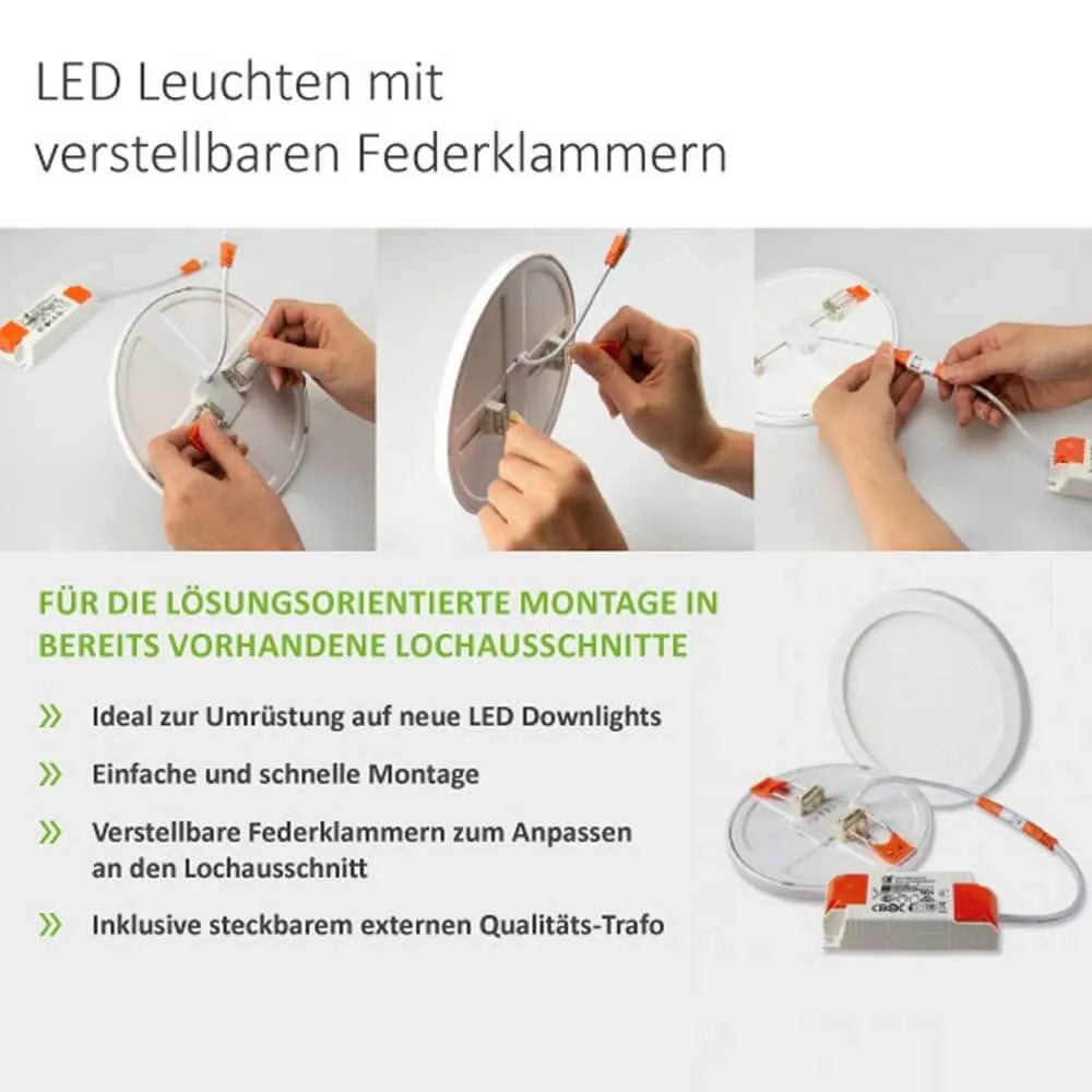 Painel de LED de instalação Ø 12cm Flex 8W decote 5-10 cm branco quente