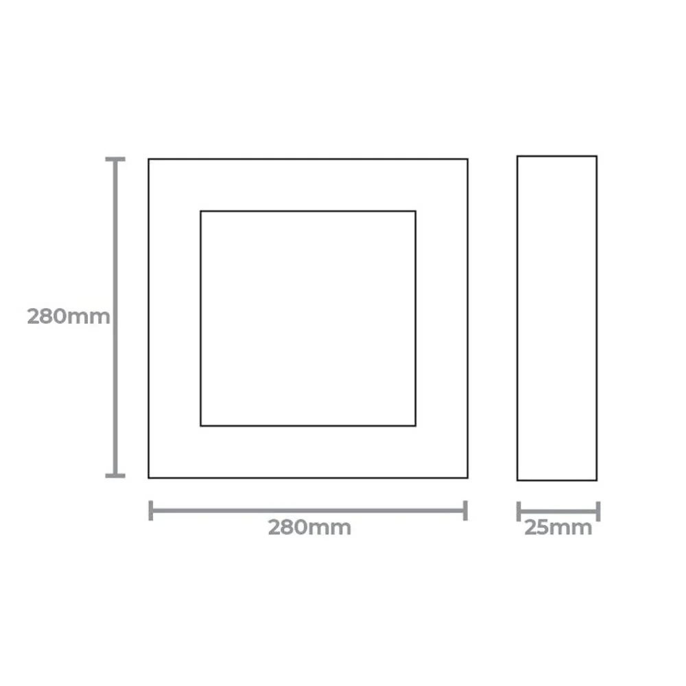 Painel Led Quadrado Sobrepor 24W 4000K Preto Lux Taschibra