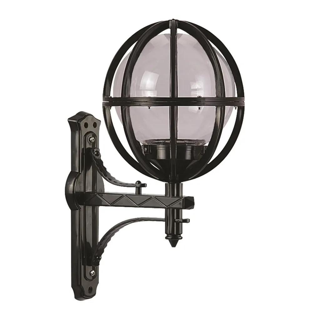 Parede Aplique Balão Na Tela Cinza Exterior, Abdominais, Preto, 40x30x62, Casquillo E 27 Máx. 60 W