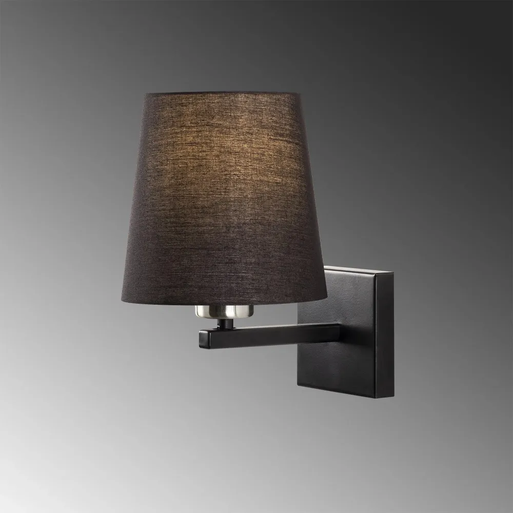 Parede Aplique Tela Preta, Metal, 18x24x30, Tampa 27 Max 40 W