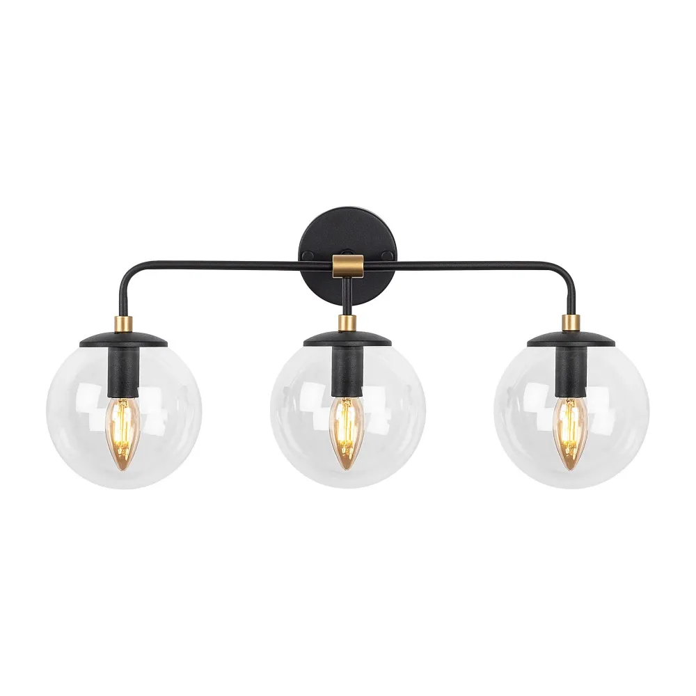 Parede Aplique Tela Transparente, Metal, Preto, 56x21x27, 3 X E14 Max 40 W