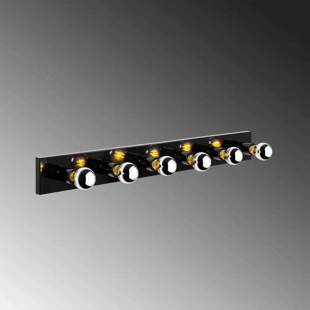 Parede, Metal, Preto, 10x10x91, 6 X E27 Max 40 W