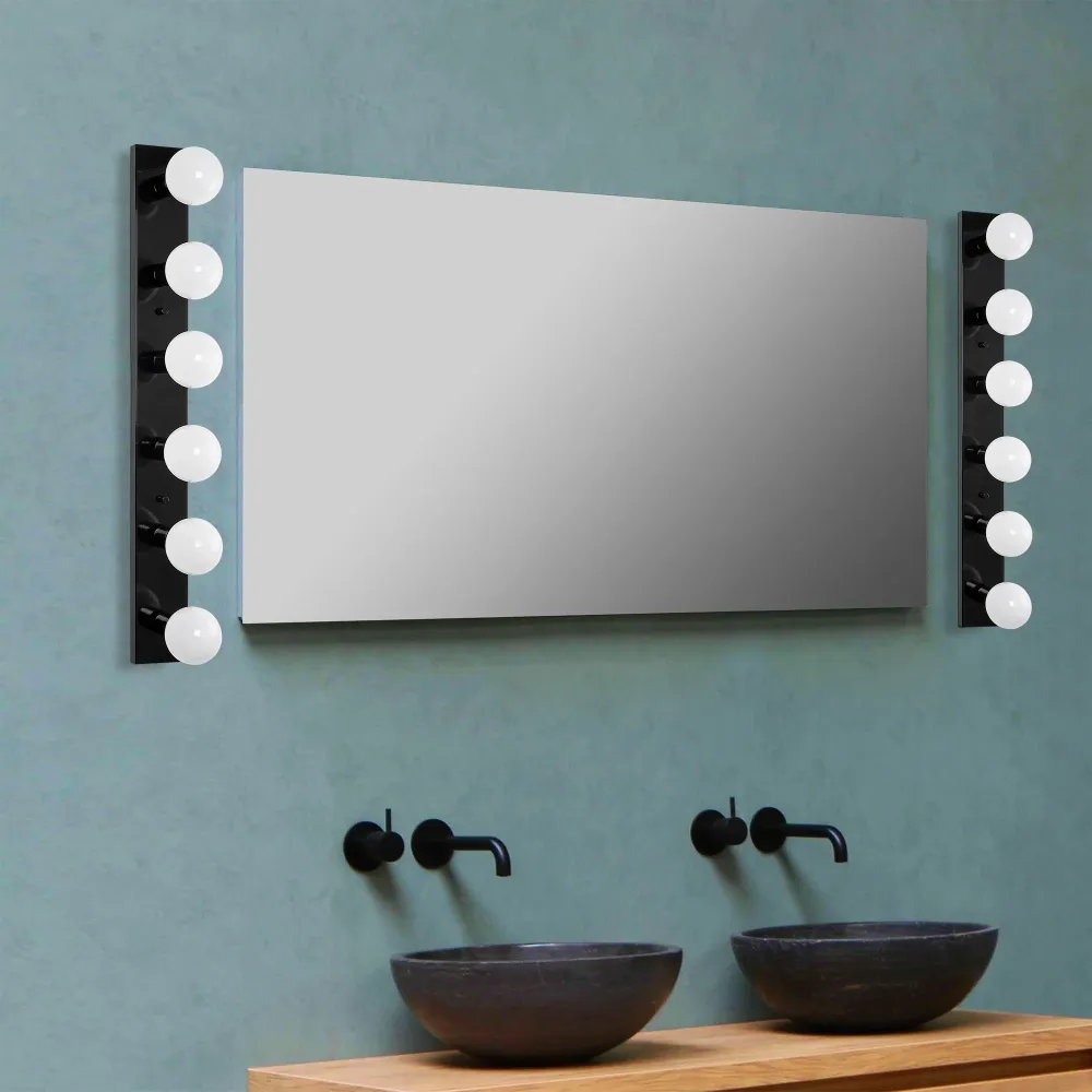 Parede, Metal, Preto, 10x10x91, 6 X E27 Max 40 W