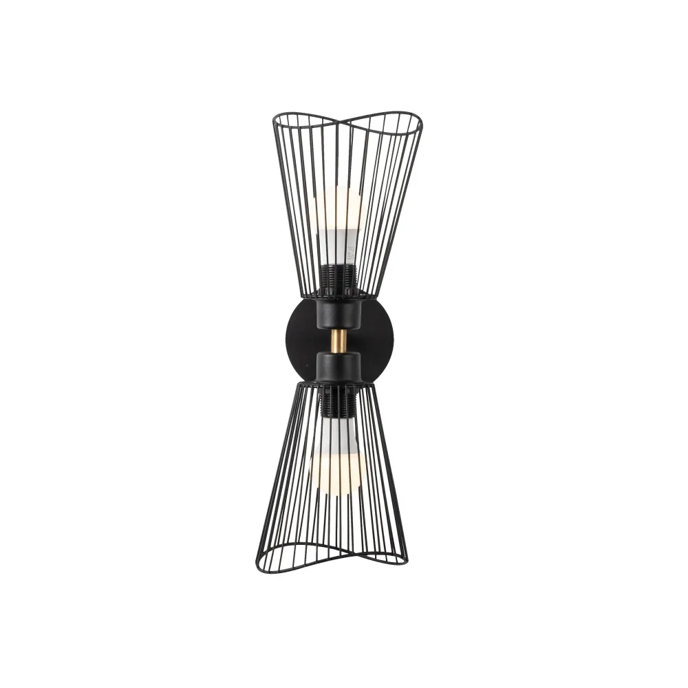Parede, Metal, Preto, 16x16x48, 2 X E 27 Max 40 W