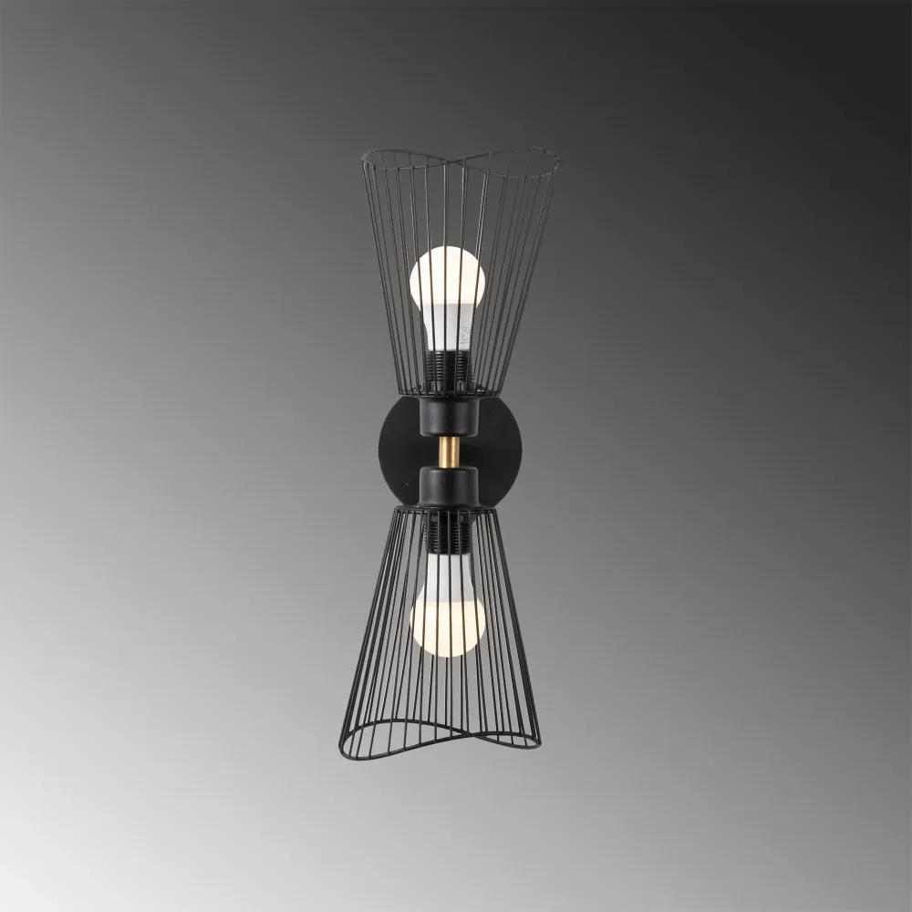 Parede, Metal, Preto, 16x16x48, 2 X E 27 Max 40 W
