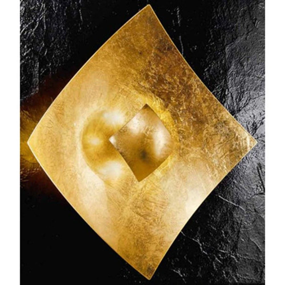 Parede de ouro quadrangolo e lâmpada de teto 50cm