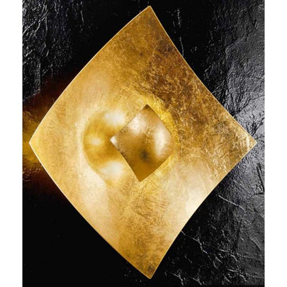Parede de ouro quadrangolo e vidro de lâmpada de teto 18cm