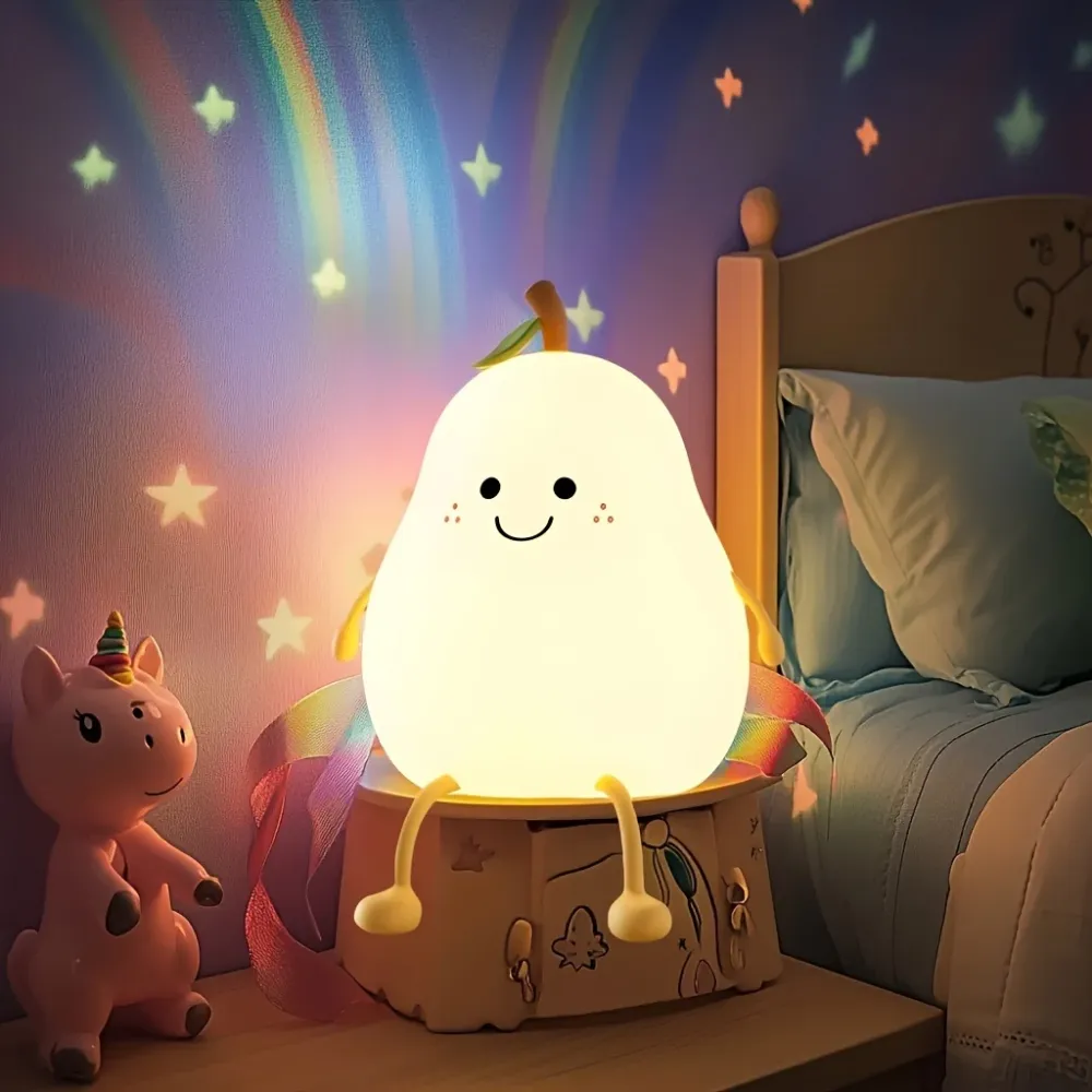 PearGlow - Candeeiro de Secretária LED em Forma de Pêra Recarregável por USB com Funções Reguláveis