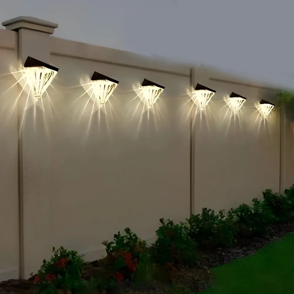 2 Peças Lâmpada de Parede Solar Geométrica LED Impermeável Preta
