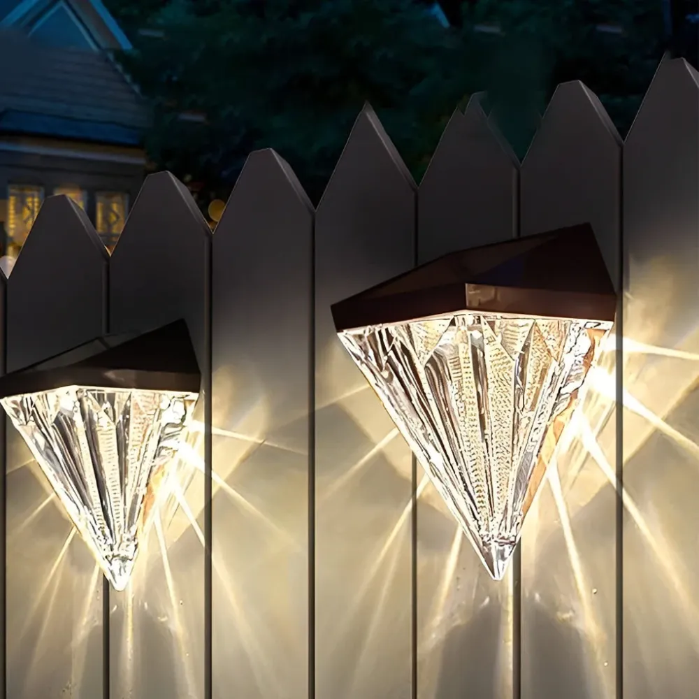 2 Peças Lâmpada de Parede Solar Geométrica LED Impermeável Preta