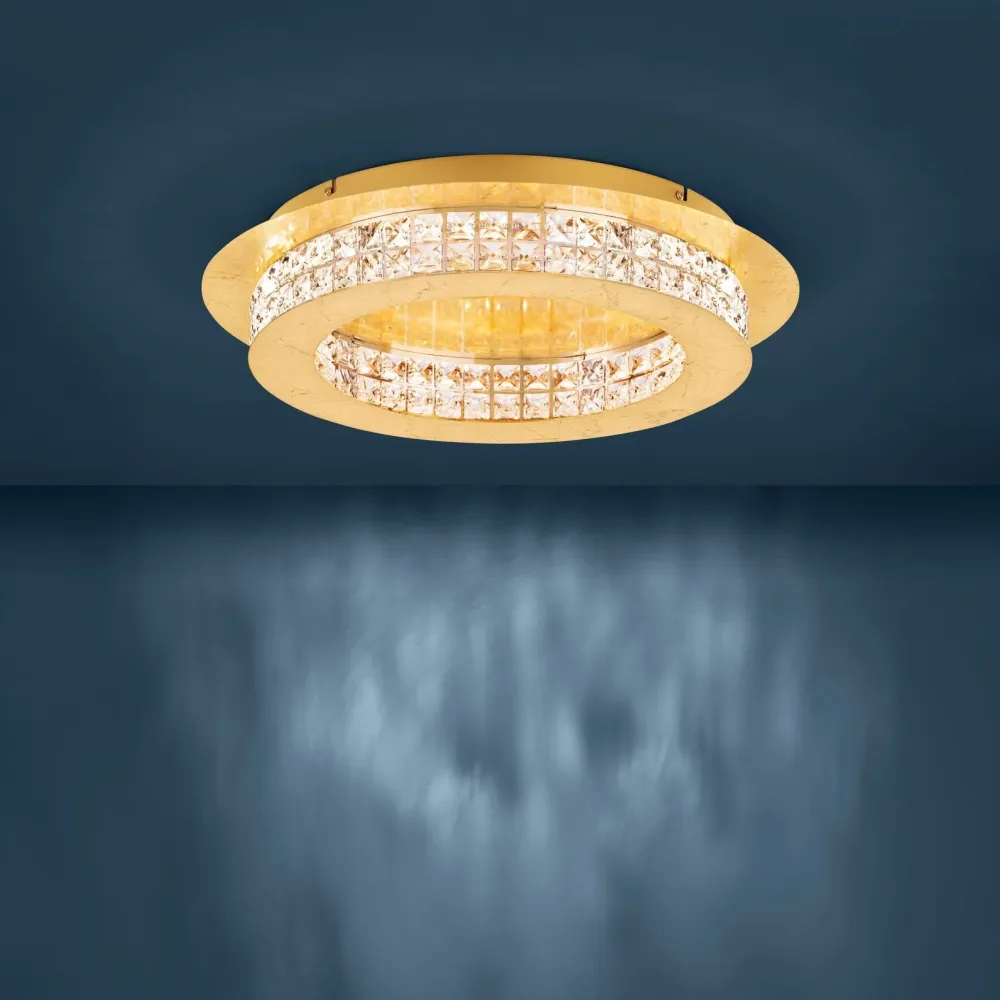 Plafon dourado com cristais, Ø500mm, Principe - Eglo