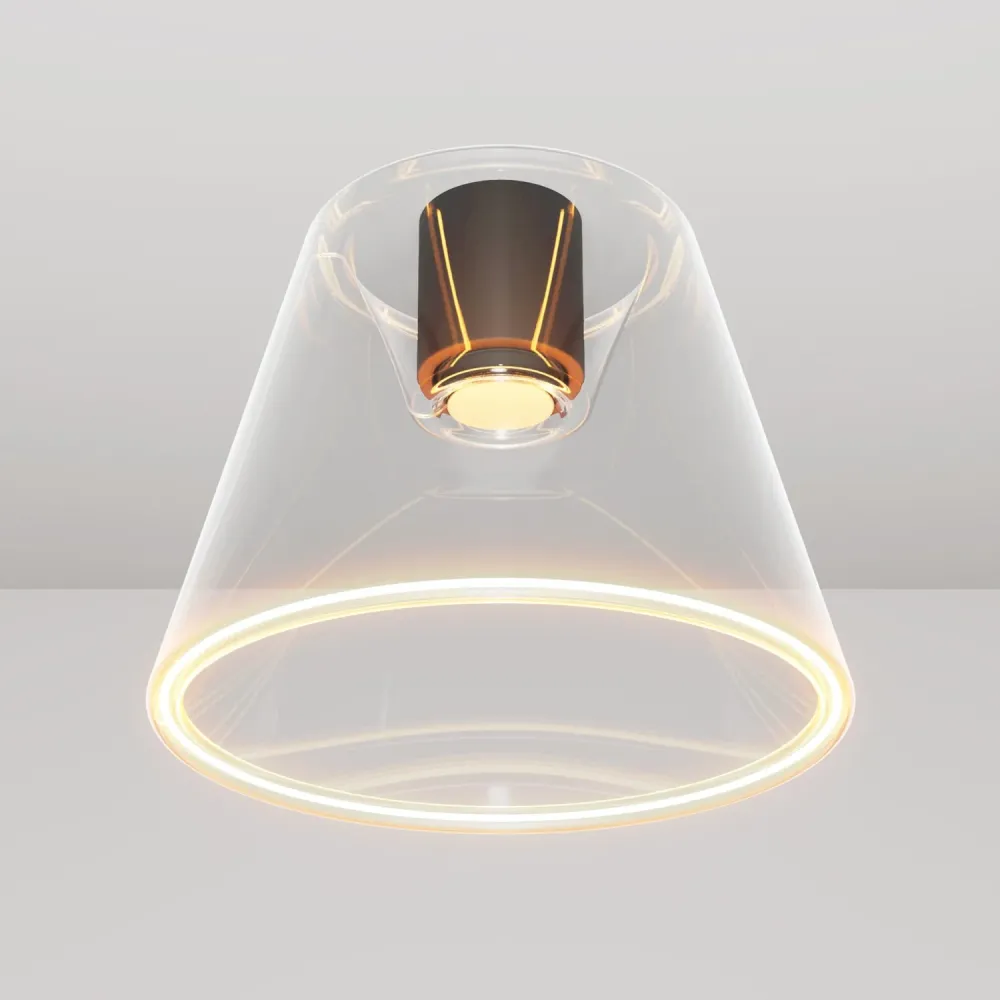 Plafoniera design com lâmpada Ghost em cone transparente - Preto