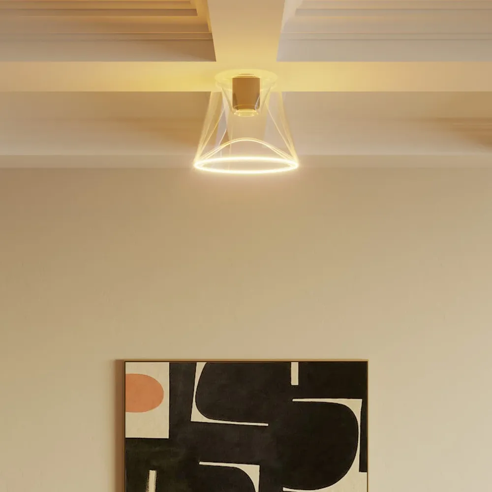 Plafoniera design com lâmpada Ghost em cone transparente - Preto