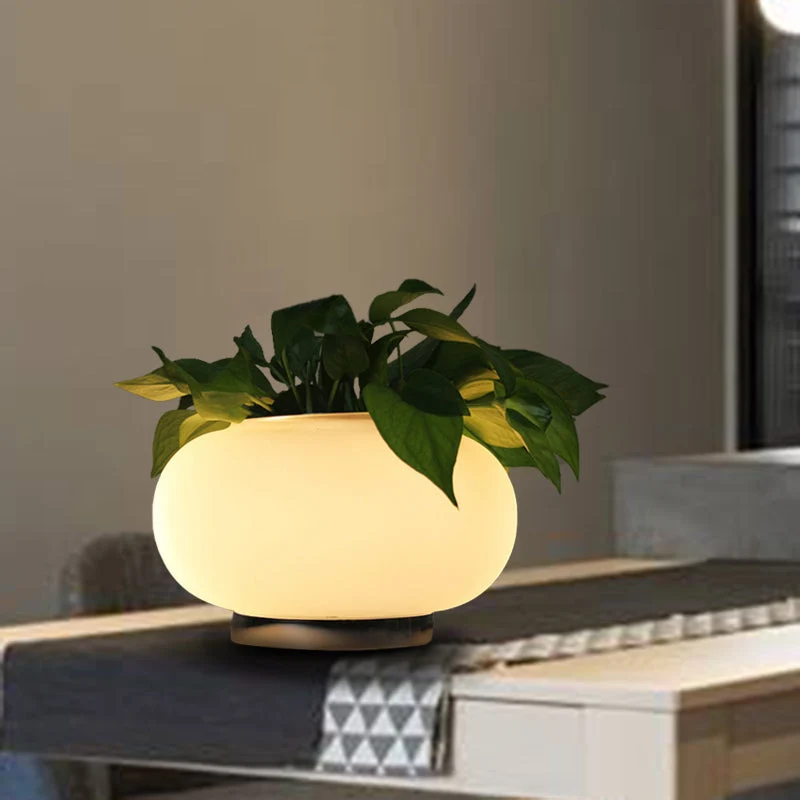 PlantGlow - Candeeiro de Mesa Oval com Suporte para Plantas e Iluminação LED