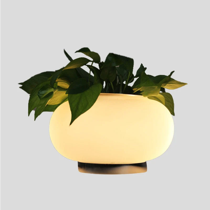 PlantGlow - Candeeiro de Mesa Oval com Suporte para Plantas e Iluminação LED
