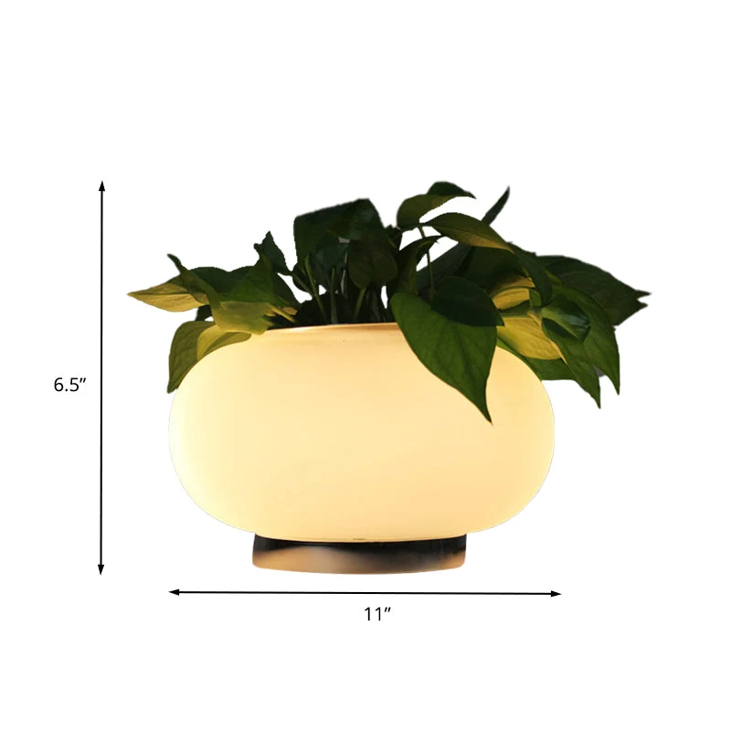 PlantGlow - Candeeiro de Mesa Oval com Suporte para Plantas e Iluminação LED