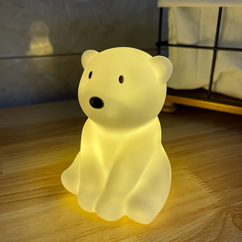 PolarGlow - Candeeiro Noturno de Urso Polar Desenhado com Iluminação LED Ascendente