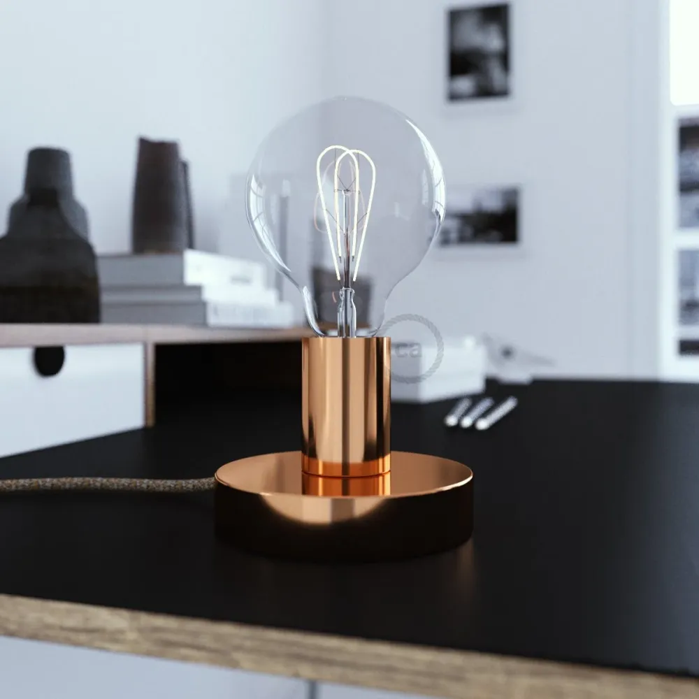 Posaluce - Candeeiro de mesa em metal e ficha UK - Cobre