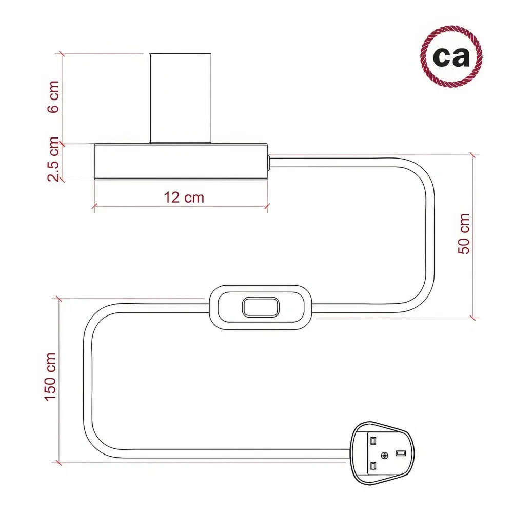 Posaluce - Candeeiro de mesa em metal e ficha UK - Cobre