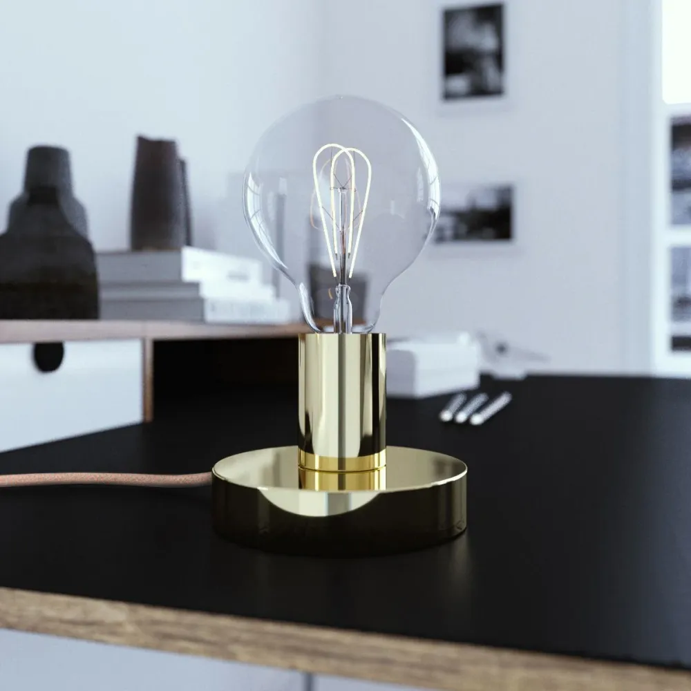Posaluce - Lâmpada de mesa em metal e ficha UK - Latão