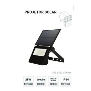 Projector solar led 28w 5500Lm 4000k com sensor microondas ip54