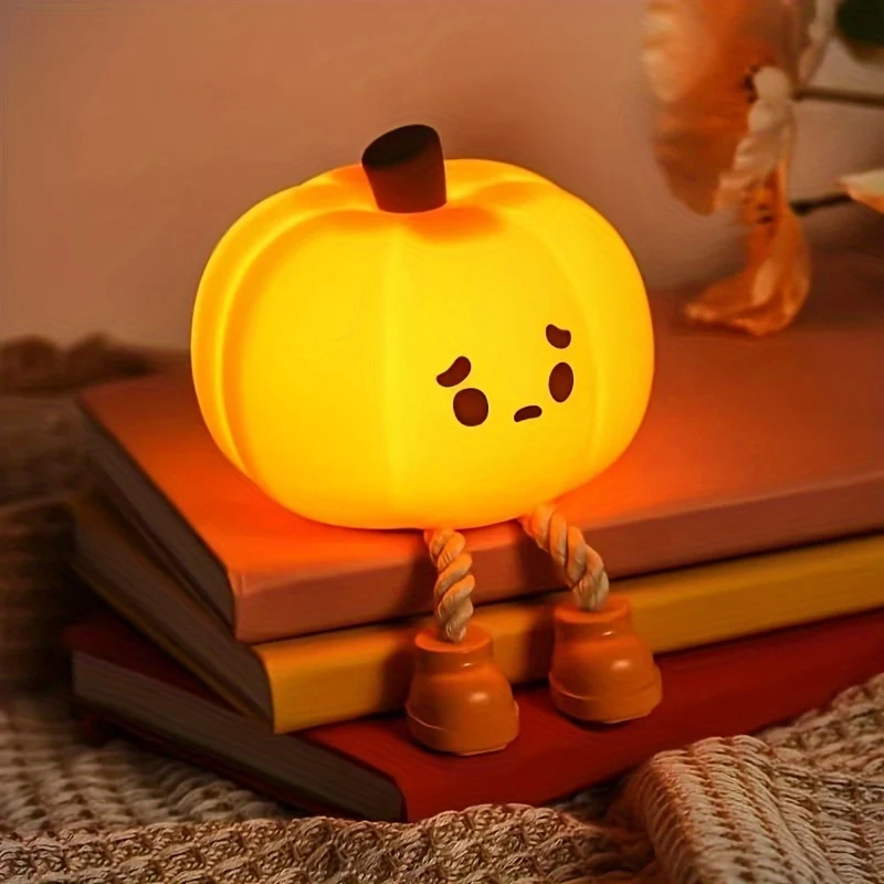 PumpkinGlow - Lâmpada Noturna de Abóbora LED Recarregável por USB