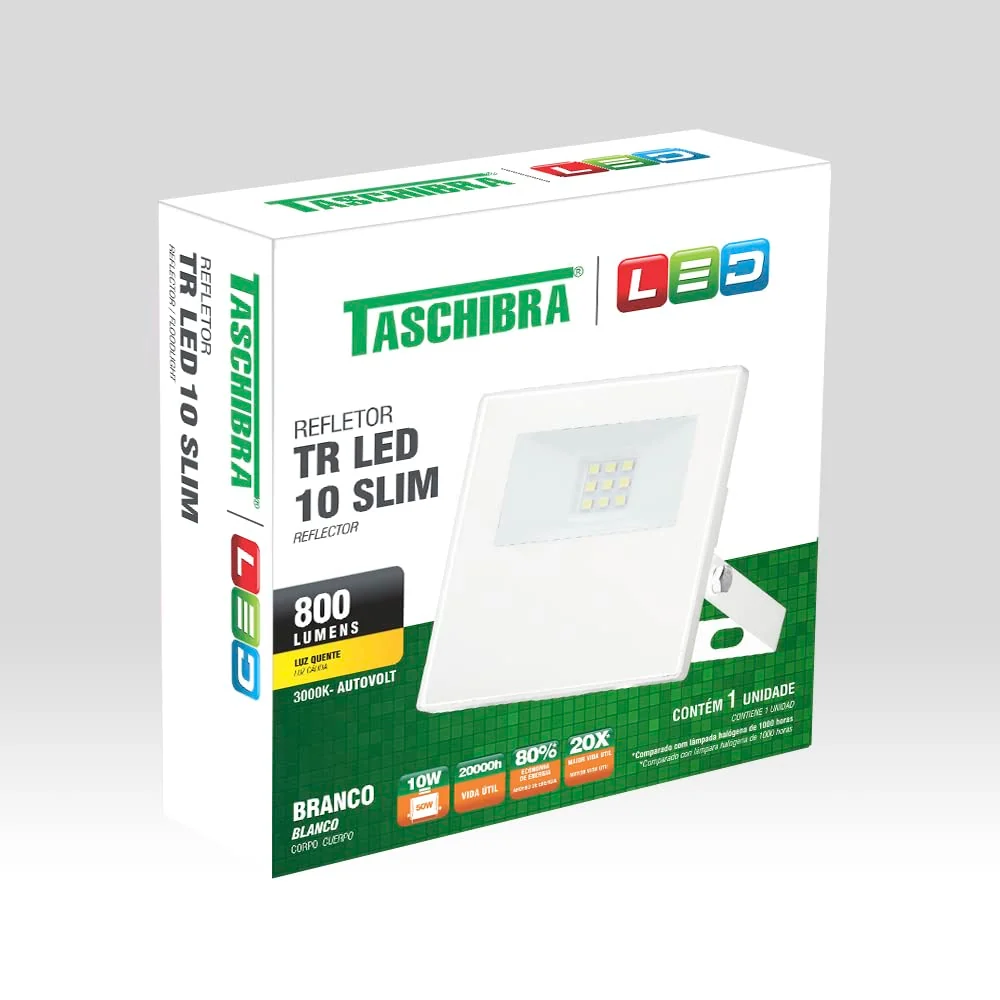 Refletor TR LED 10W Slim 3000K Branco Taschibra