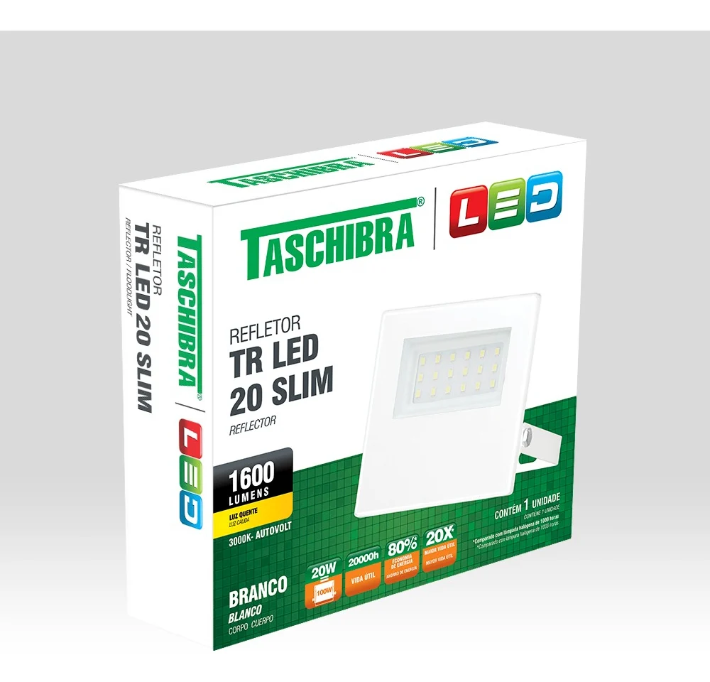 Refletor Tr Led 20w Slim 3000k Taschibra